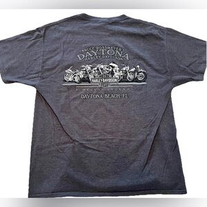Harley Davidson Motorcycles Daytona Beach Florida T-Shirt Mens L Gray Biker